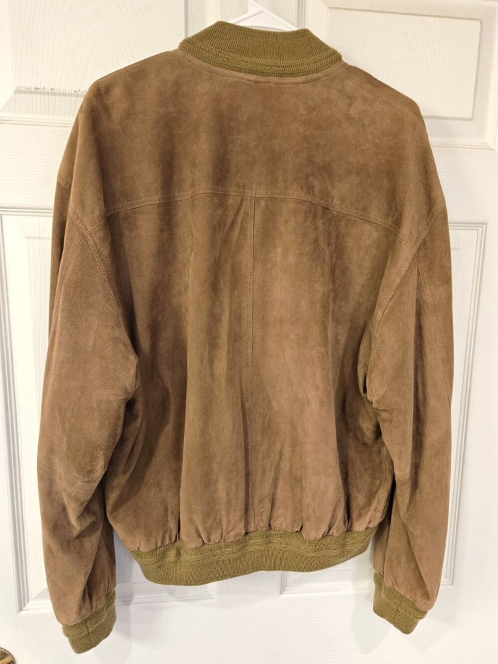 SAKS FIFTH AVE MENS SUPPLE GOAT SKIN SUEDE Carmel Brown Button Up Size 40 US M - Picture 2 of 9